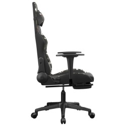 Chaise de jeu avec repose-pied Noir et camouflage Similicuir 