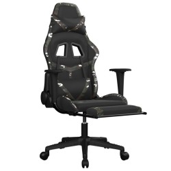 Chaise de jeu avec repose-pied Noir et camouflage Similicuir 