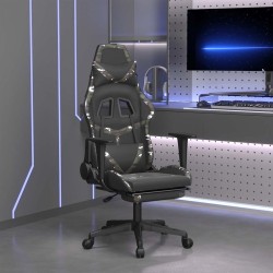 Chaise de jeu de massage repose-pied Noir&Camouflage Similicuir 