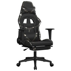 Chaise de jeu de massage repose-pied Noir&Camouflage Similicuir 