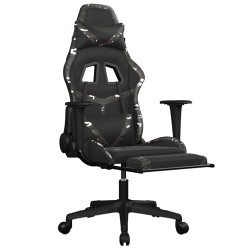 Chaise de jeu de massage repose-pied Noir&Camouflage Similicuir 