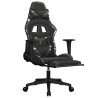 Chaise de jeu de massage repose-pied Noir&Camouflage Similicuir 