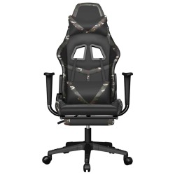 Chaise de jeu de massage repose-pied Noir&Camouflage Similicuir 