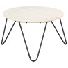 Table basse Blanc 65x65x42 cm Pierre véritable texture marbre 