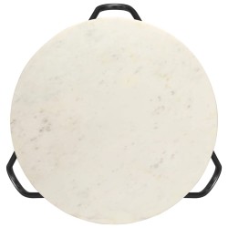 Table basse Blanc 65x65x42 cm Pierre véritable texture marbre 