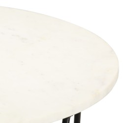 Table basse Blanc 65x65x42 cm Pierre véritable texture marbre 