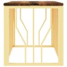 Table basse doré acier inoxydable et bois massif récupération 