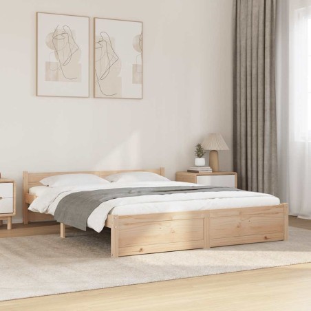 Cadre de lit sans matelas bois massif 140x190 cm 