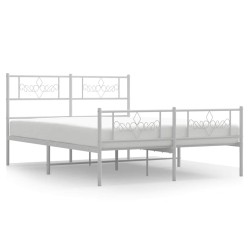 Cadre de lit métal sans matelas et pied de lit blanc 150x200 cm 