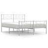 Cadre de lit métal sans matelas et pied de lit blanc 150x200 cm 