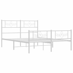 Cadre de lit métal sans matelas et pied de lit blanc 150x200 cm 