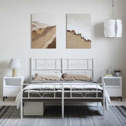 Cadre de lit métal sans matelas et pied de lit blanc 150x200 cm 