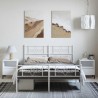 Cadre de lit métal sans matelas et pied de lit blanc 150x200 cm 