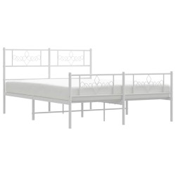 Cadre de lit métal sans matelas et pied de lit blanc 150x200 cm 