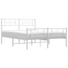 Cadre de lit métal sans matelas et pied de lit blanc 150x200 cm 