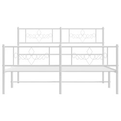 Cadre de lit métal sans matelas et pied de lit blanc 150x200 cm 