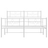 Cadre de lit métal sans matelas et pied de lit blanc 150x200 cm 