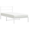 Cadre de lit métal sans matelas et tête de lit blanc 100x190 cm 