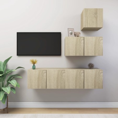 Ensemble de meubles TV 4 pcs Chêne sonoma Bois d'ingénierie 