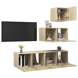 Ensemble de meubles TV 4 pcs Chêne sonoma Bois d'ingénierie 