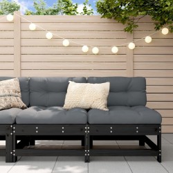Canapés centraux de jardin 2 pcs noir bois de pin massif 