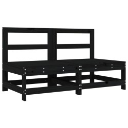 Canapés centraux de jardin 2 pcs noir bois de pin massif 