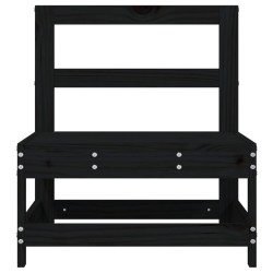 Canapés centraux de jardin 2 pcs noir bois de pin massif 