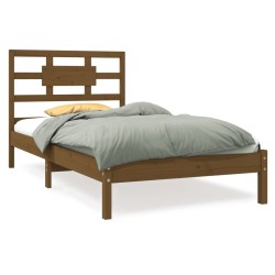 Cadre de lit sans matelas marron miel 100x200 cm bois massif 