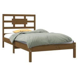 Cadre de lit sans matelas marron miel 100x200 cm bois massif 