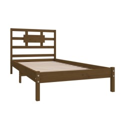 Cadre de lit sans matelas marron miel 100x200 cm bois massif 
