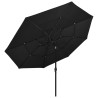 Parasol de jardin à 3 niveaux avec mât en aluminium noir 3,5 m 