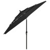 Parasol de jardin à 3 niveaux avec mât en aluminium noir 3,5 m 