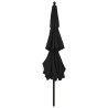Parasol de jardin à 3 niveaux avec mât en aluminium noir 3,5 m 
