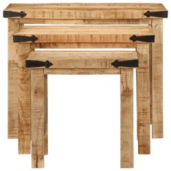 Tables d'appoint gigognes 3 pcs bois de manguier massif brut 
