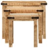 Tables d'appoint gigognes 3 pcs bois de manguier massif brut 