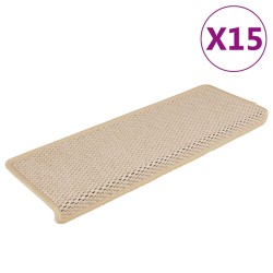 Tapis d'escalier autocollants 15 pcs 65x21x4 cm Crème 