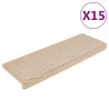 Tapis d'escalier autocollants 15 pcs 65x21x4 cm Crème 