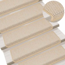 Tapis d'escalier autocollants 15 pcs 65x21x4 cm Crème 