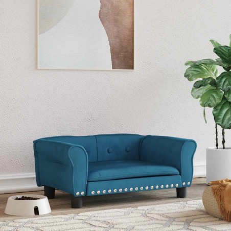 Lit pour chien bleu 70x45x30 cm velours 