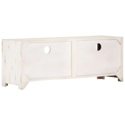 Meuble TV Bois massif d'acacia 110x30x40 cm Blanc 