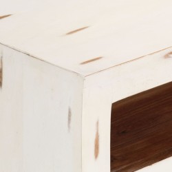 Meuble TV Bois massif d'acacia 110x30x40 cm Blanc 