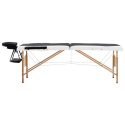 Table de massage pliable 2 zones Bois Noir et blanc 