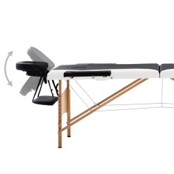 Table de massage pliable 2 zones Bois Noir et blanc 
