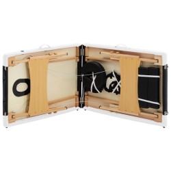 Table de massage pliable 2 zones Bois Noir et blanc 