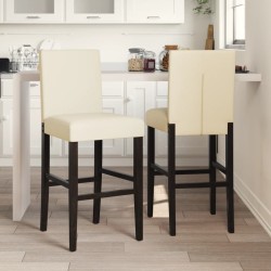 Chaises de bar lot de 2 bois massif d'hévéa et similicuir 