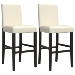 Chaises de bar lot de 2 bois massif d'hévéa et similicuir 