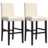 Chaises de bar lot de 2 bois massif d'hévéa et similicuir 