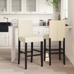 Chaises de bar lot de 2 bois massif d'hévéa et similicuir 