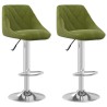 Tabourets de bar lot de 2 vert clair velours 