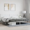 Cadre de lit métal sans matelas et tête de lit blanc 200x200 cm 
